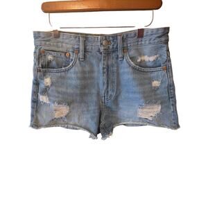 Madewell Relaxed Denim Shorts 26 Womens High Rise Distressed Light Wash